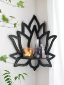Lotus Crystal Wall Shelf for Candles, Stones, Plants - Axyaa Wall Decor