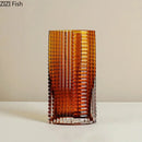 Axyaa Relief Stripe Glass Vase: Modern Minimalism Decor for Flowers, Desk, and Crafts