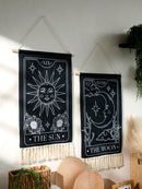 Sun & Moon Bohemian Tapestry with Fringe by Axyaa - Home Decor Art & Gifts