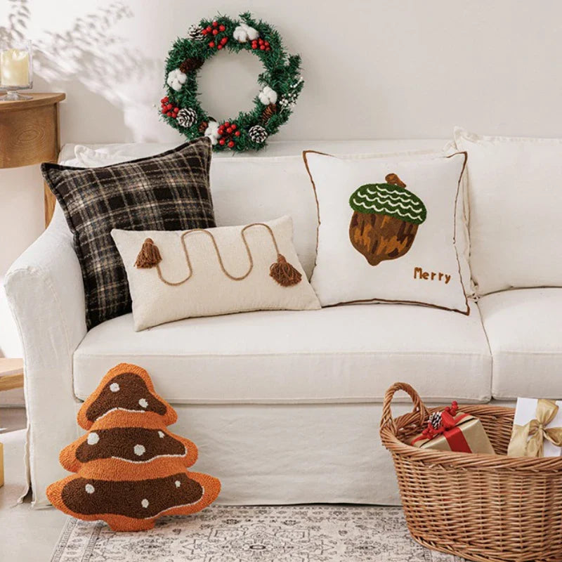 Axyaa Christmas Tree Plaid Cushion Cover in Various Sizes