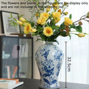 Axyaa Blue White Vase Pot Flower Arrangement Room Decor Aesthetic Flowers Vases
