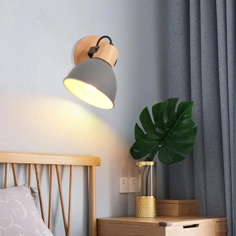 Nordic Wooden Wall Light Bedside Lamp for Bedroom Reading - Axya Brand