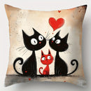 Axyaa Kitten Family Sofa Pillow Covers Set, 17.7"x17.7", Home Decor Solution