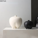 Axyaa Black Ceramic Small Mouth Vase for Dried Flower Arrangement Home Decor