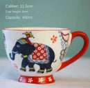 Hand-painted Ceramic Oatmeal Mug, Large Capacity Tea & Coffee Cup by Axyaa
