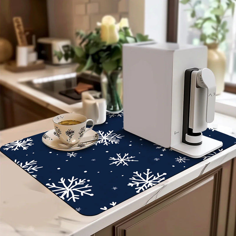 Axyaa Christmas Stars Absorbent Drain Pads for Kitchen Tableware