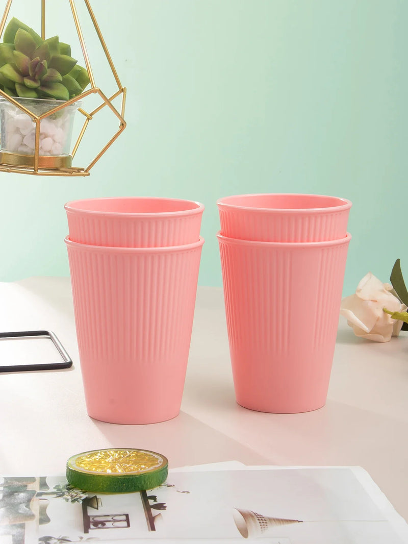 Axyaa Pink Plastic Reusable Cups for Home, Kitchen, Restaurant, Picnic, Camping - Set of 6