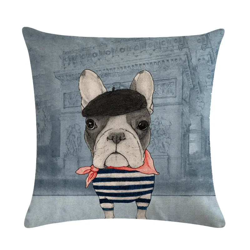 Axyaa Animal Pillowcase Family Car Pillow Case Cartoon Flax Cushion Cover
