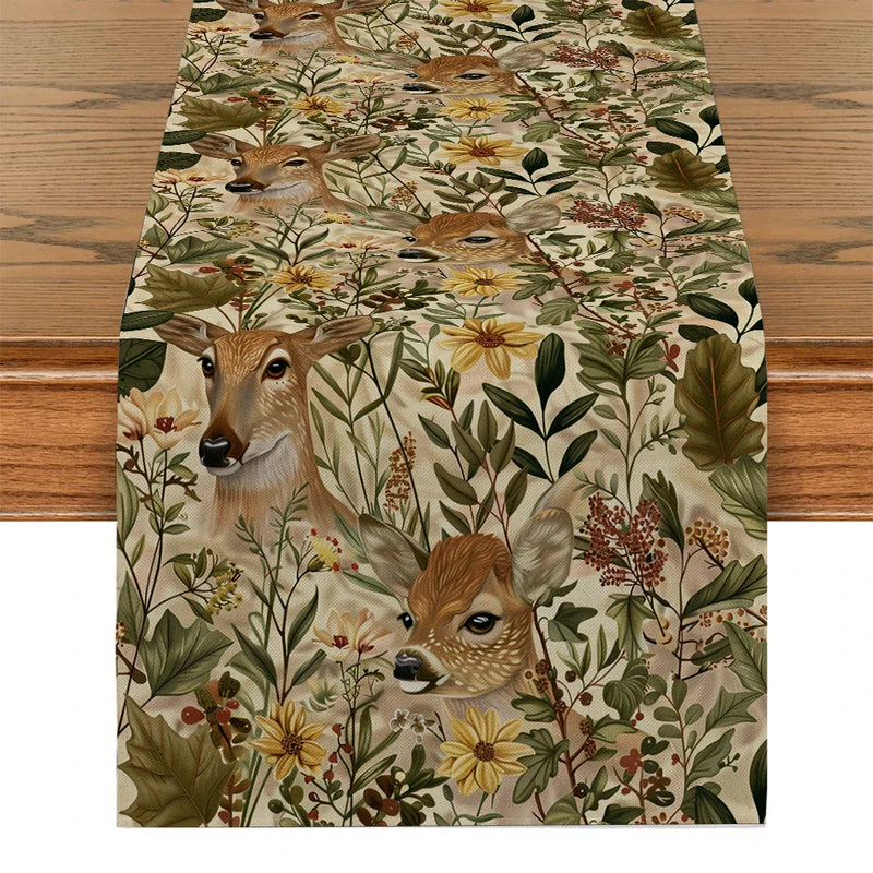 Axyaa Floral Deer Table Runner for Home Decoration and Wedding Parties
