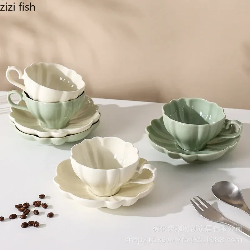 Axya Ceramic Coffee Cup Set | Solid Color Tea Cups | Breakfast & Water Mugs