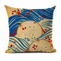 Axyaa Floral Wave Pattern Cotton Linen Throw Pillow Cover Home Decor Sofa 45x45cm
