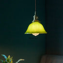 Axyaa Green Glass LED Pendant Lights with Copper Finish