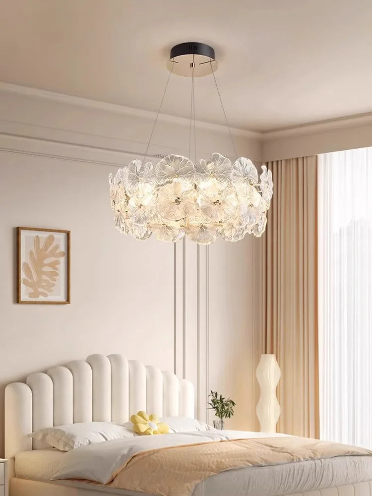 Luxury Lotus Leaf Glass Chandelier by Axyaa - Modern LED Light for Living Room, Dining Room, Bedroom