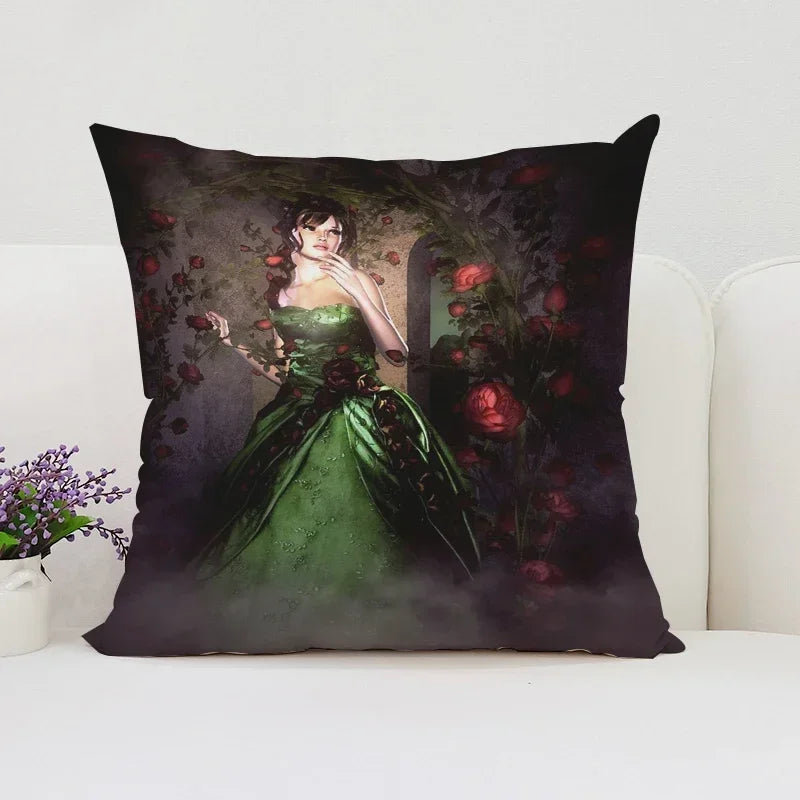 Axyaa Rose Print Pillow Cover - Romantic Home Decor & Gift
