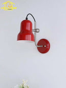 Axyaa Medieval Red/Orange LED Wall Lamp: Adjustable Iron Art for Bedroom Study Reading