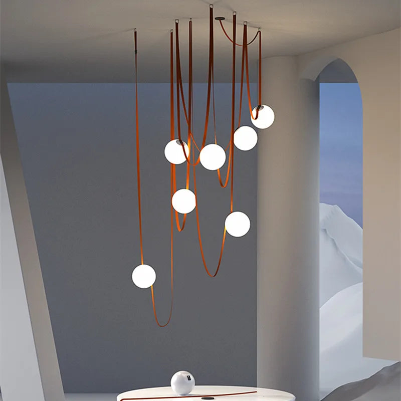 Axyaa Glass Ball LED Pendant Light Black Orange for Stylish Indoor Lighting