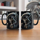 Axyaa Alien Pattern Ceramic Mug - Sci-Fi Design, 325ml - Microwave Safe