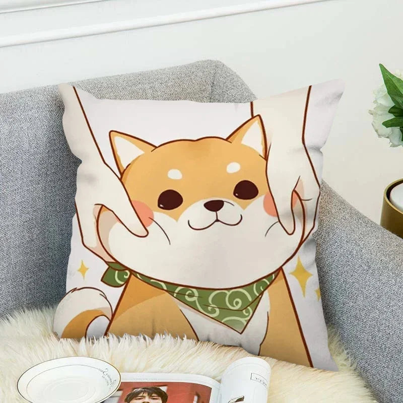 Axyaa Shiba Inu Cushion Cover 45x45cm for Bed or Chair Decor