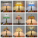 Axyaa Stained Glass Tiffany Table Lamp Mediterranean LED Bedroom Decoration