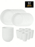 Axyaa 24-Piece Reusable Plastic Tableware Set for Family Picnics and School
