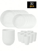 Axyaa 24-Piece Reusable Plastic Tableware Set for Family Picnics and School