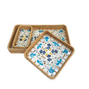 Axyaa Rattan Storage Basket Set - Hand-Woven Shell Design for Food Display & Decoration