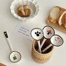 Ceramic Kawaii Spoon Set by Axyaa: Hand Painted Long Handle Soup & Dessert Spoons