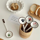 Axyaa Ceramic Kawaii Soup Spoon with Long Handle - Hand Painted Dessert Spoon