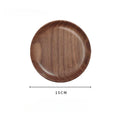 Round Black Walnut Tray by Axyaa - Wooden Plate for Home, Afternoon Tea, Snacks