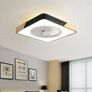 Axyaa Bladeless Remote Control Wood LED Ceiling Fan-Light, Modern Low Profile Square/Round Design