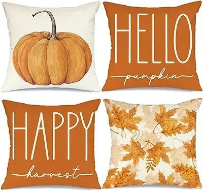 Axyaa Buffalo Check Print Linen Pillow Cover 45x45 for Fall Thanksgiving Decor
