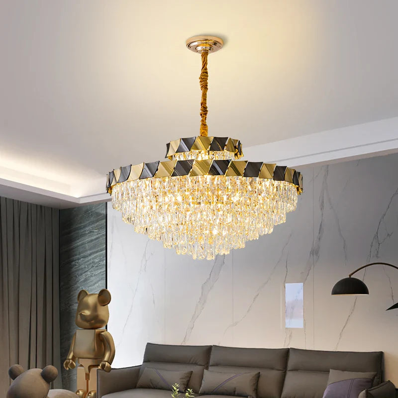 Axyaa Crystal Chandelier: Luxury High-End Living Room Lighting