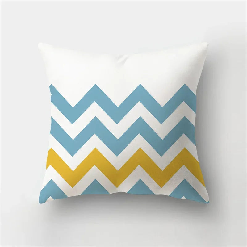 Blue Elk Geometric Pillow Case Cover by Axyaa - Fresh Animal Print Home Decoration