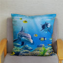Axyaa Dolphin Ocean Pattern Cushion Cover for Kids Sofa & Home Decor