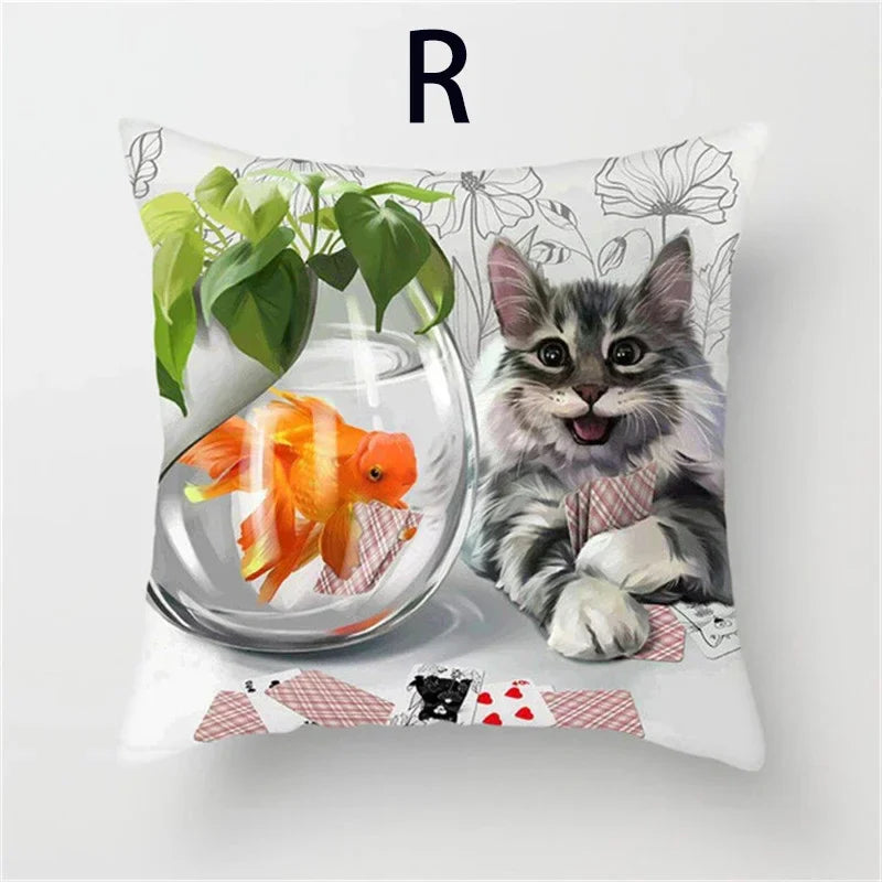 Cat Pattern Cushion Cover 45x45cm - Ideal Sofa & Home Decor Gift by Axyaa