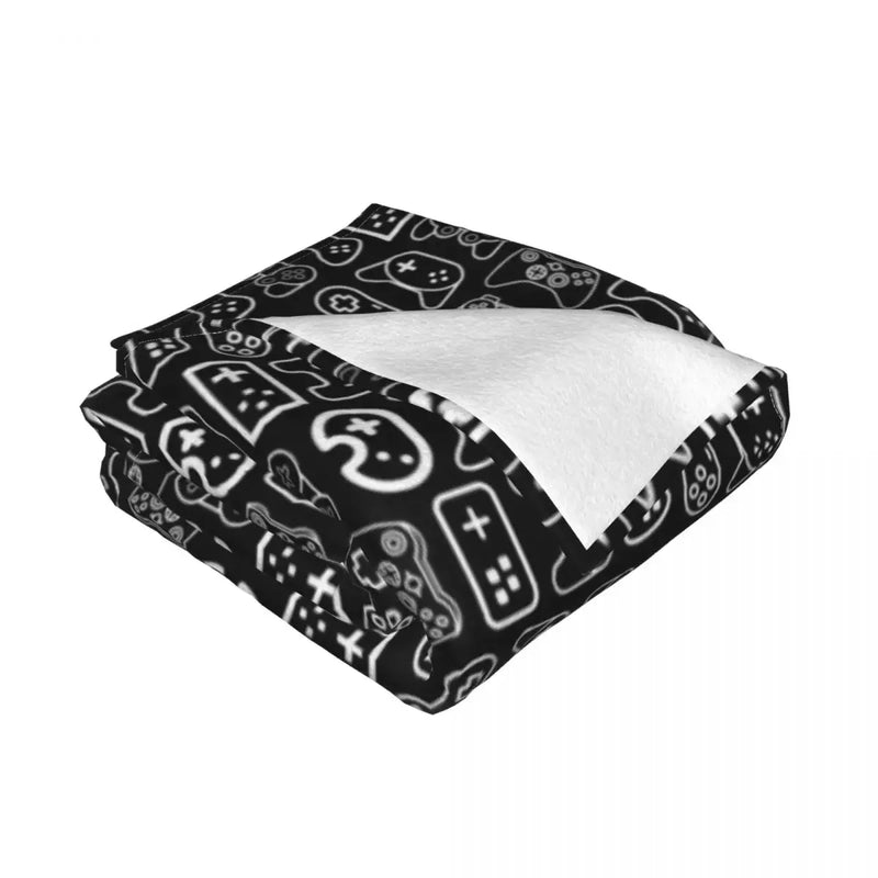 Axyaa White & Black Gaming Controllers Variant Throw Blanket