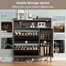 Axyaa Shoe Storage: 2 Flip Drawers, Side Cabinet, LED Light, Charging Station