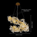 Axyaa Gold Villa Crystal LED Chandelier - Elegant Lighting for Dining Room & Lobby