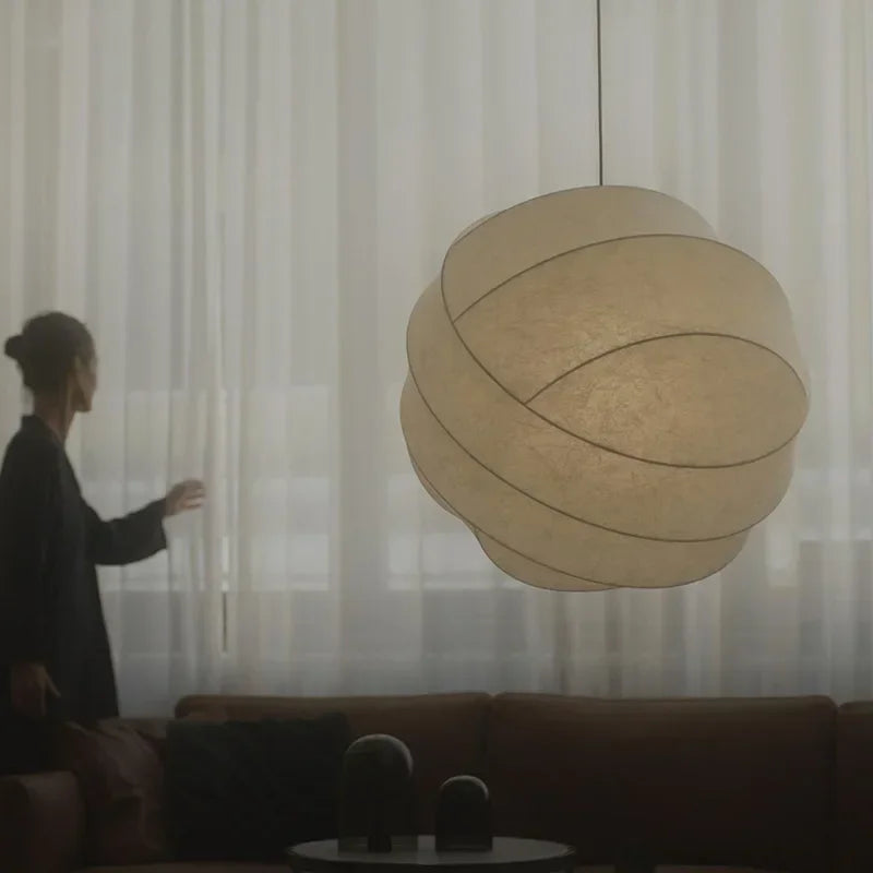 Axyaa Silk Fabric LED Pendant Chandelier, Nordic Modern Design