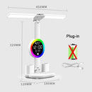 Axyaa Rechargeable LED Desk Lamp with Fan, Clock, and Night Light