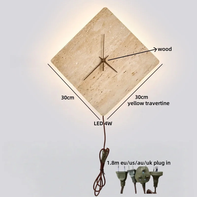 Axyaa LED Wall Clock Yellow Stone Light for Modern Nordic Decor