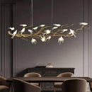 Axyaa Copper Swallow Chandelier with Glass Flower Pendant for Dining Room & Living Room