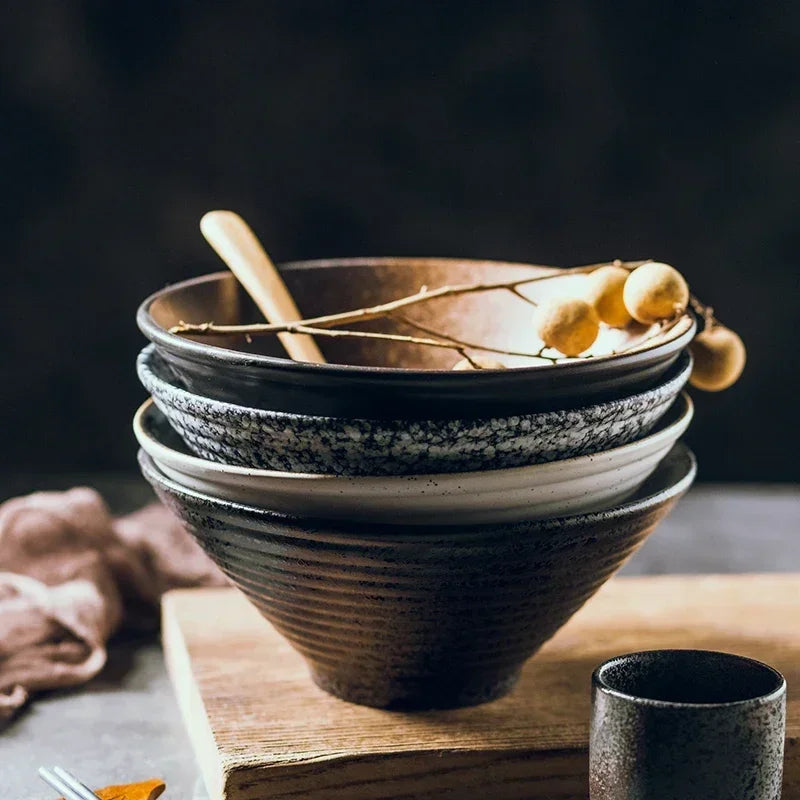 Axya Ceramic Ramen Bowl Set - Creative Tableware for Household Soups & More