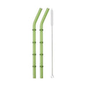 Axyaa Bamboo Design Glass Straws Set with Brush - Eco-Friendly Drinkware for Cocktails, Coffee