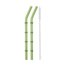 Axyaa Bamboo Design Glass Straws Set with Brush - Eco-Friendly Drinkware for Cocktails, Coffee