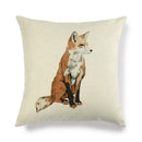Axyaa Fox Pattern Linen Pillow Cover 45*45cm