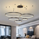Axyaa Black Rings Pendant Light Chandelier Dimmable Remote Lamp Modern Minimalist Style