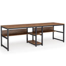 Axyaa 78.7” Two Person Rustic Double Desk with Bookshelf