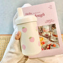 Axyaa Kawaii Strawberry Thermos Bottle Stainless Steel Insulated Straw Cup