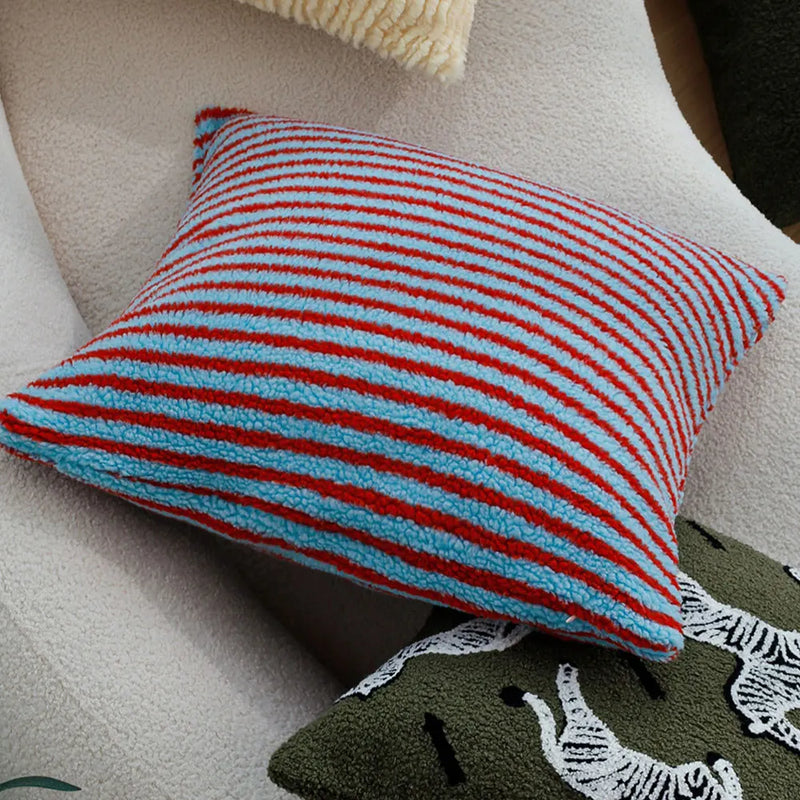 Axyaa Plush Contrast Stripe Cushion Cover for Elegant Living Room Decor